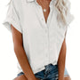 Damen Sommerbluse mit Knopfleiste und Kurzarm Design-S-Elfenbeinweiß-Luzern Mode