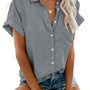 Damen Sommerbluse mit Knopfleiste und Kurzarm Design-S-Schiefergrau-Luzern Mode