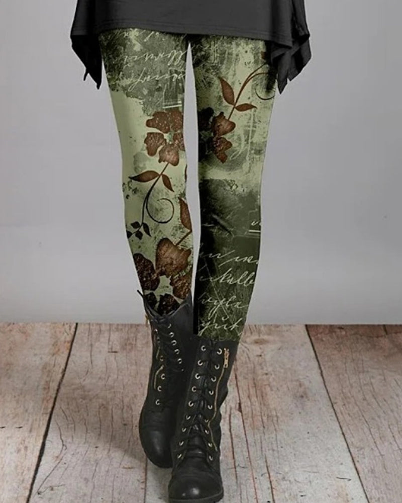 Damen Leggings | Ethnischer Druck | Boho | Slim Fit | Hoher Bund-1-S-Luzern Mode