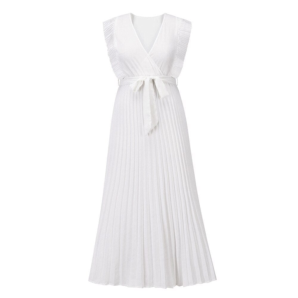 Boho Brautkleid mit V-Ausschnitt und Plissee-Design-Luzern Mode