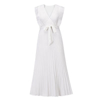 Boho Brautkleid mit V-Ausschnitt und Plissee-Design-Luzern Mode