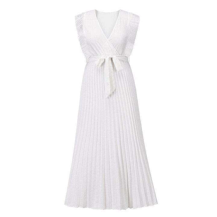 Boho Brautkleid mit V-Ausschnitt und Plissee-Design-Luzern Mode