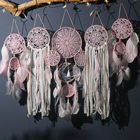Traumfänger-Set | 5-teilig | Mond | Makramé | Bohemian | Spirituell-Rosa-Luzern Mode