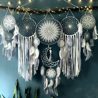 Traumfänger-Set | 5-teilig | Mond | Makramé | Bohemian | Spirituell-Weiß-Luzern Mode