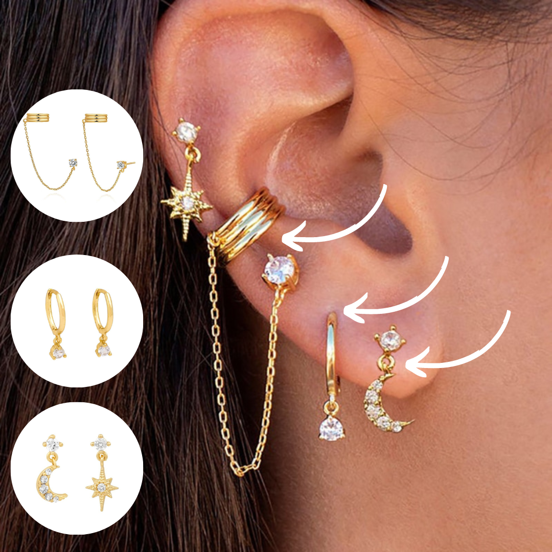 Damen-Ohrring-Set | 2-teilig | Hänger | Stilvoll | Boho | Vielseitig | Langlebig-Gold-3er-Set-Luzern Mode