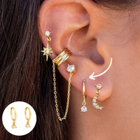 Damen-Ohrring-Set | 2-teilig | Hänger | Stilvoll | Boho | Vielseitig | Langlebig-Gold-Pavé-CZ-Creolen-Luzern Mode