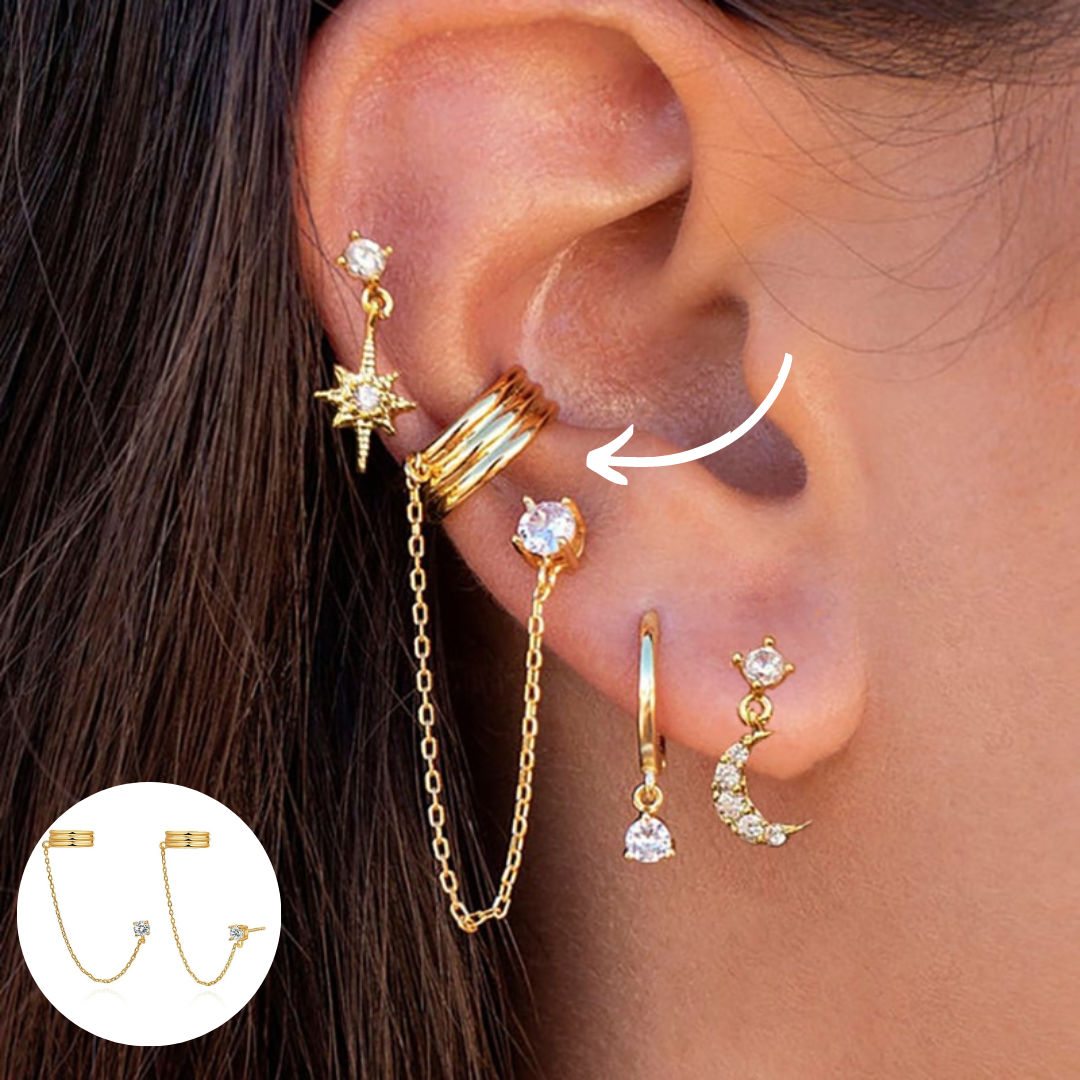 Damen-Ohrring-Set | 2-teilig | Hänger | Stilvoll | Boho | Vielseitig | Langlebig-Gold-Stud-Kette-Cuff-Luzern Mode