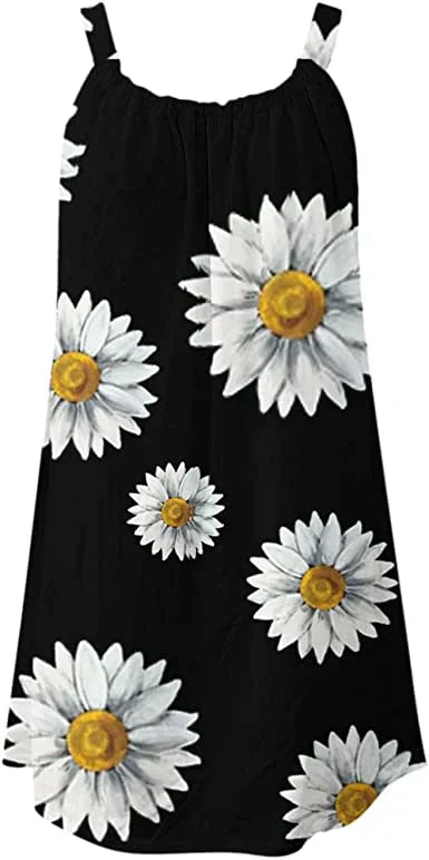 Boho Kleid Damen | Sommerlook mit Blumenprint | Luftig | Farbenfroh | Freizeit-Luzern Mode