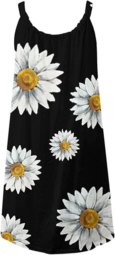 Boho Kleid Damen | Sommerlook mit Blumenprint | Luftig | Farbenfroh | Freizeit-Luzern Mode