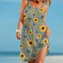 Boho Kleid Damen | Sommerlook mit Blumenprint | Luftig | Farbenfroh | Freizeit-Grau-S-Luzern Mode