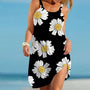 Boho Kleid Damen | Sommerlook mit Blumenprint | Luftig | Farbenfroh | Freizeit-Schwarz-S-Luzern Mode