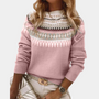 Damen Norwegerpullover mit Strickmuster für Wintermode-Rosa-S-Luzern Mode