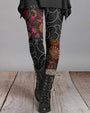 Damen Leggings mit Blumenmuster - Bequeme Stretchhose-3-S-Luzern Mode