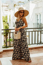 Maxikleid Damen Sommer | Blumenmuster | Boho Stil | Luftig | Verstellbare Träger-Schwarz-S-Ja-Luzern Mode