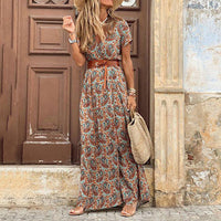Boho-Muster | luftiger Schnitt | hoher Beinschlitz | verstellbare Taille | Maxilänge-Braun-S-Luzern Mode