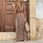 Boho-Muster | luftiger Schnitt | hoher Beinschlitz | verstellbare Taille | Maxilänge-Braun-S-Luzern Mode