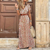 Boho-Muster | luftiger Schnitt | hoher Beinschlitz | verstellbare Taille | Maxilänge-Rot-S-Luzern Mode