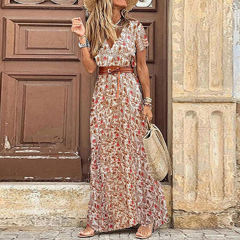 Boho-Muster | luftiger Schnitt | hoher Beinschlitz | verstellbare Taille | Maxilänge-Rot-S-Luzern Mode