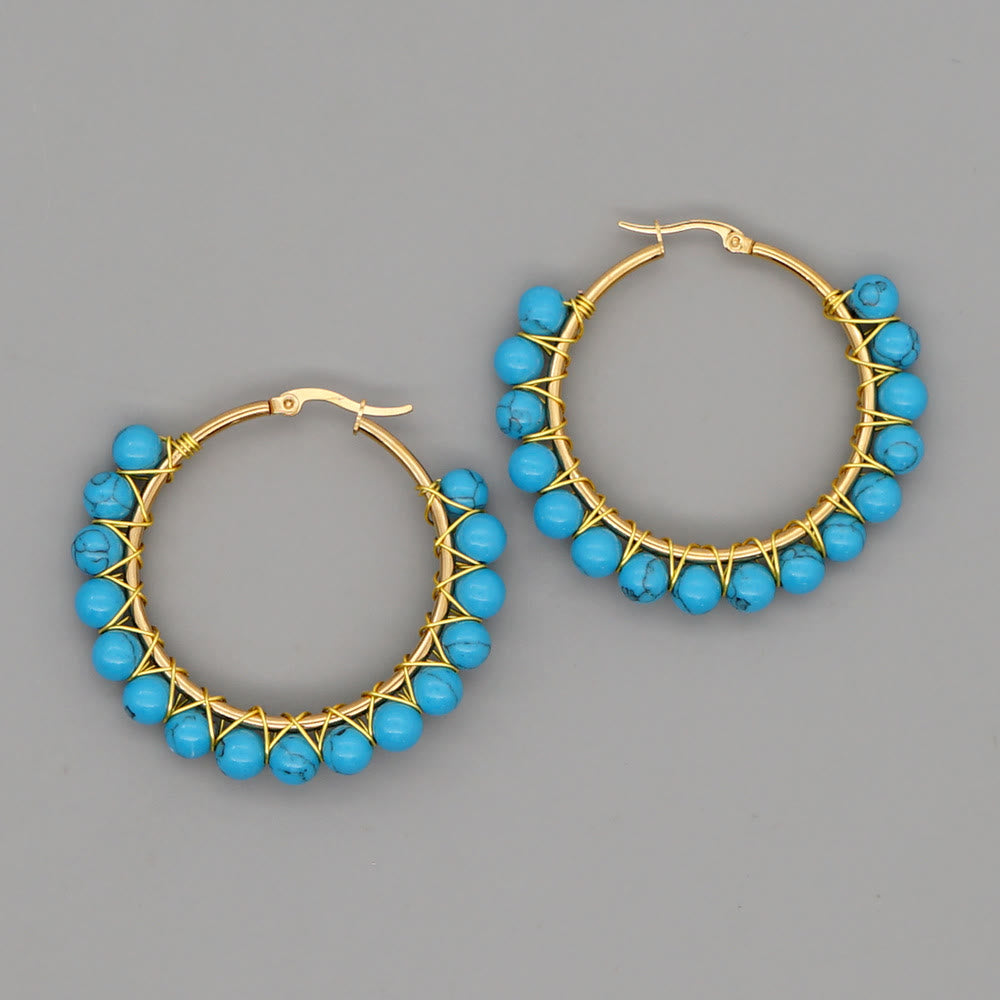 Ohrringe für Damen | Naturkristalle | Creolen | Ringe | Stilvoll-Blaues Türkis-Luzern Mode