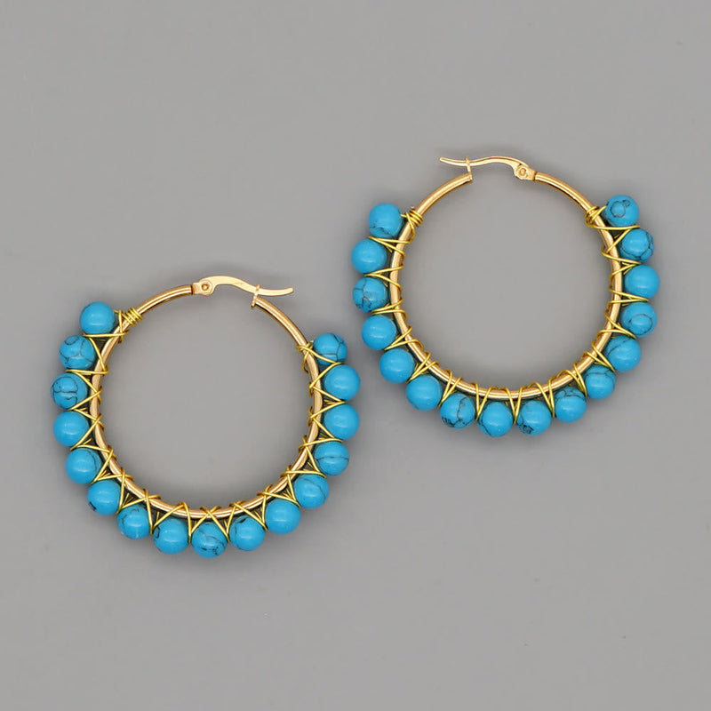 Ohrringe für Damen | Naturkristalle | Creolen | Ringe | Stilvoll-Blaues Türkis-Luzern Mode