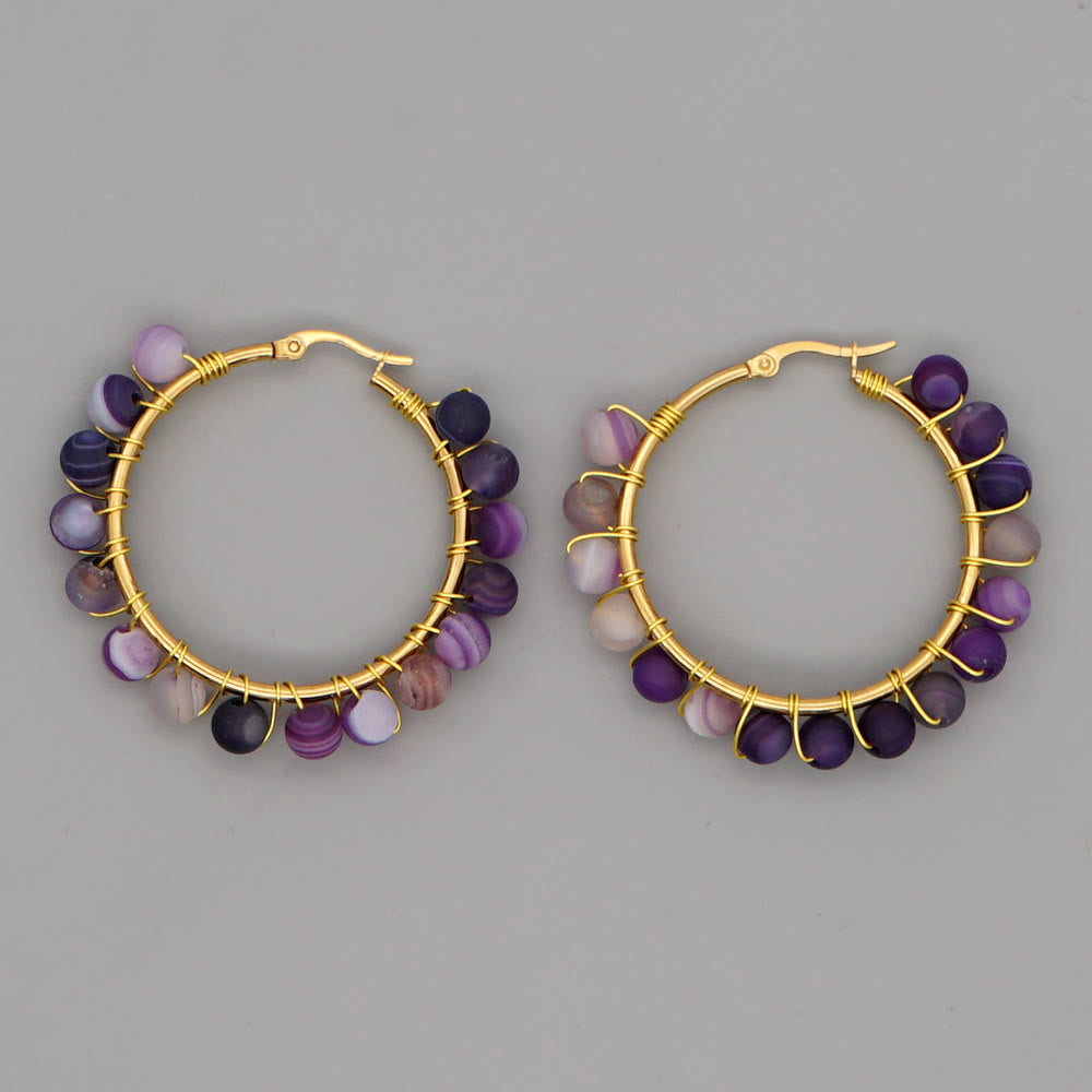 Ohrringe für Damen | Naturkristalle | Creolen | Ringe | Stilvoll-Violetter Malachit-Luzern Mode