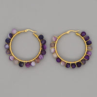 Ohrringe für Damen | Naturkristalle | Creolen | Ringe | Stilvoll-Violetter Malachit-Luzern Mode