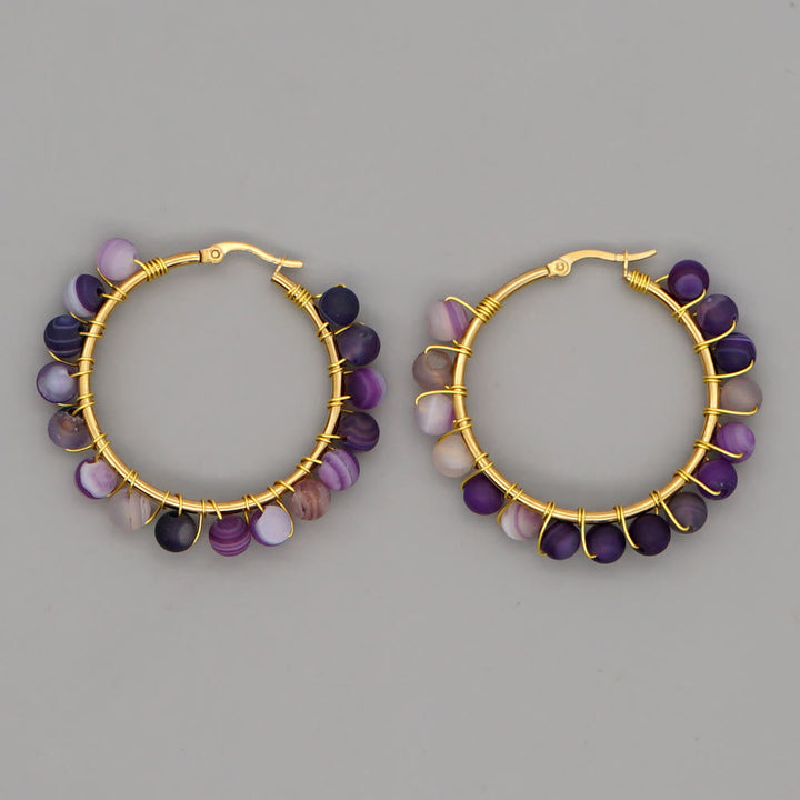 Ohrringe für Damen | Naturkristalle | Creolen | Ringe | Stilvoll-Violetter Malachit-Luzern Mode