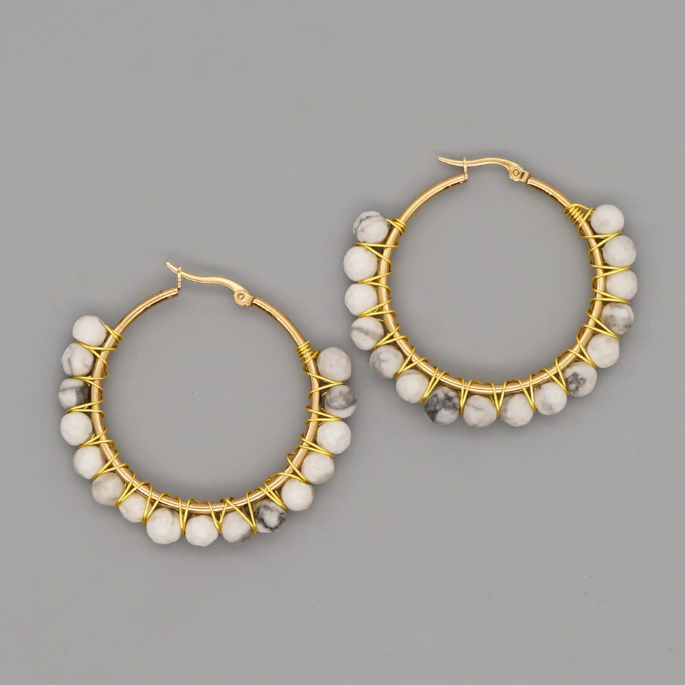 Ohrringe für Damen | Naturkristalle | Creolen | Ringe | Stilvoll-Weißes Türkis-Luzern Mode