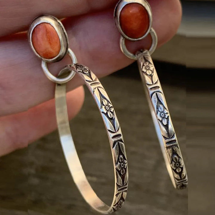 Ohrringe für Damen | Onyx | Silber | Vintage | Klassisch | Stilvoll-Rot-Luzern Mode