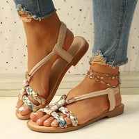Damen Sandalen | Perlen | Boho-Design | Slip-On | Offen | Rutschfest-Luzern Mode