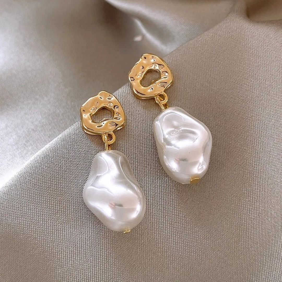 Goldene Perlenohrringe | Stilvoll | Langlebig | Einzigartig | Handgefertigt | Boho-Luzern Mode