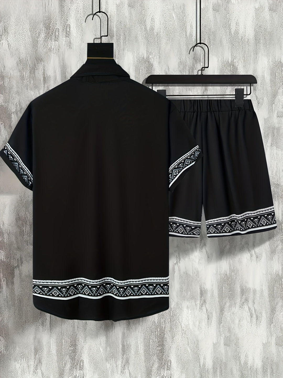 Boho Sommer Set Herren | zweiteilig Shirt Shorts | locker bequem | trendig Urlaub-Luzern Mode