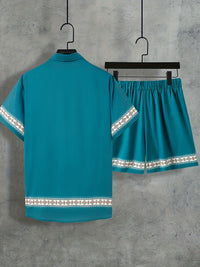 Boho Sommer Set Herren | zweiteilig Shirt Shorts | locker bequem | trendig Urlaub-Luzern Mode