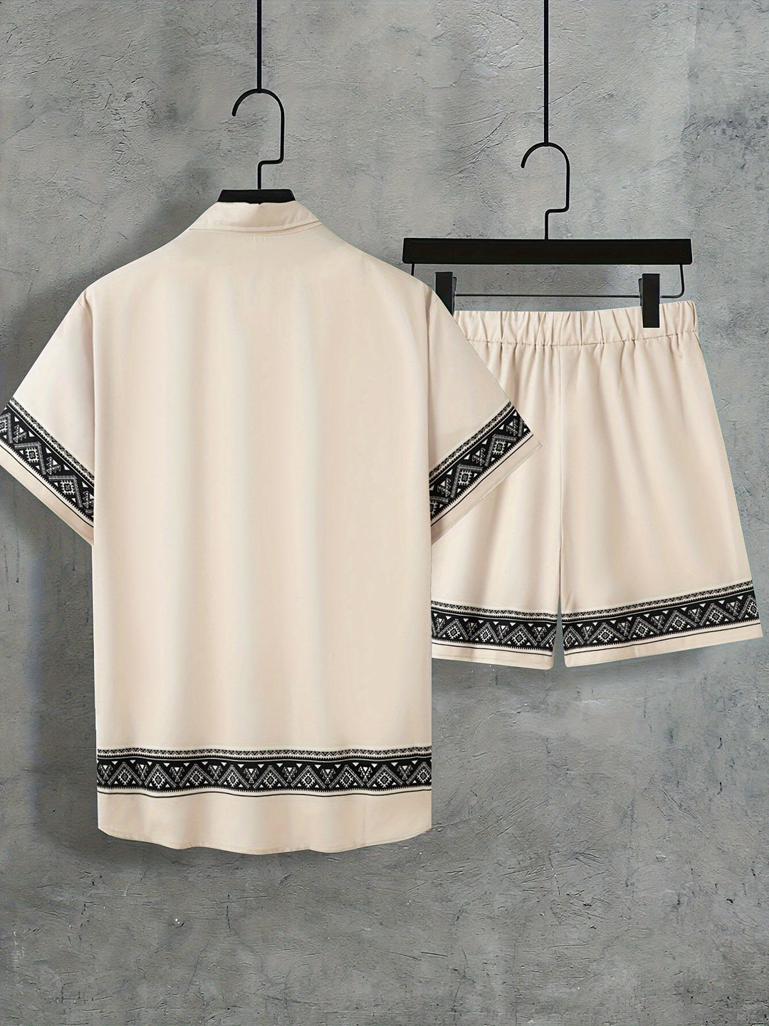 Boho Sommer Set Herren | zweiteilig Shirt Shorts | locker bequem | trendig Urlaub-Luzern Mode