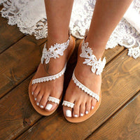Spitze | Blumenapplikationen | atmungsaktiv | flach | Boho-Stil | leicht | bequem-Luzern Mode