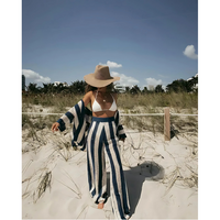 Boho Strand Set Damen | Luftig gehäkelt & bequem | Sommer Outfit für Urlaub-Dunkelblau-S-Luzern Mode