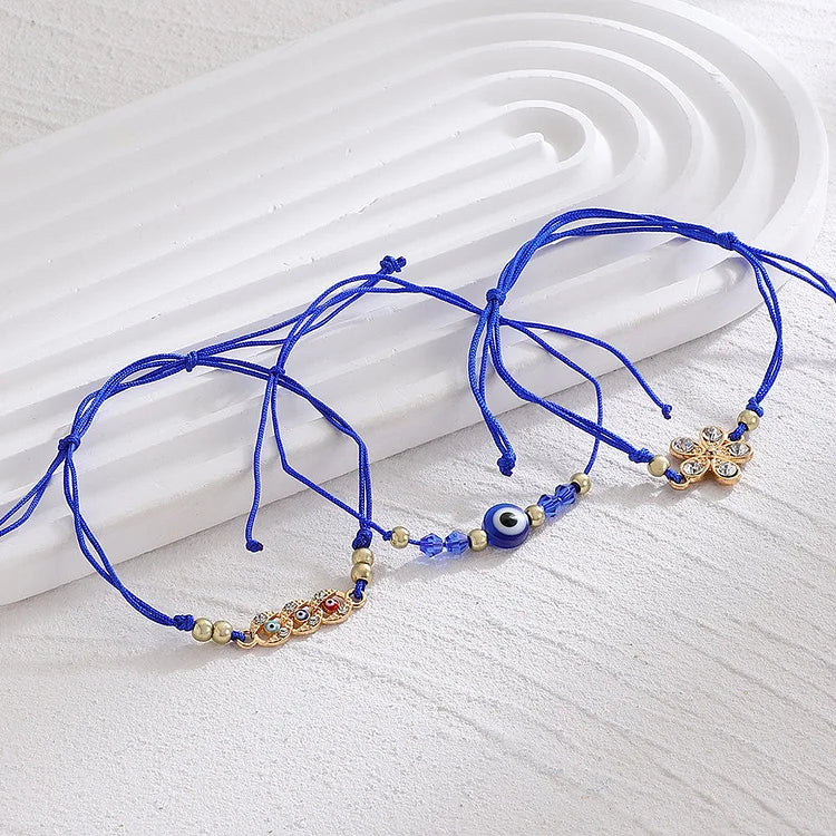 Böser Blick Armband | 3-teiliges Set Verstellbar Schützend Spirituell-Blume-Luzern Mode