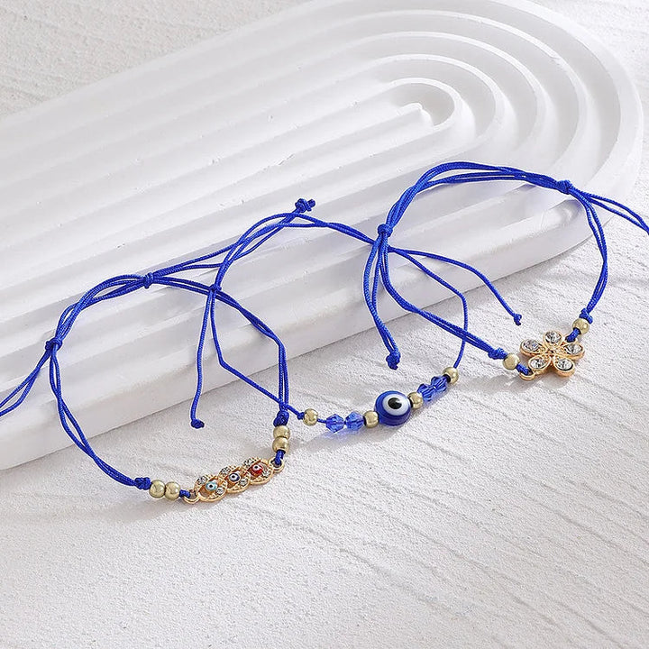 Böser Blick Armband | 3-teiliges Set Verstellbar Schützend Spirituell-Blume-Luzern Mode