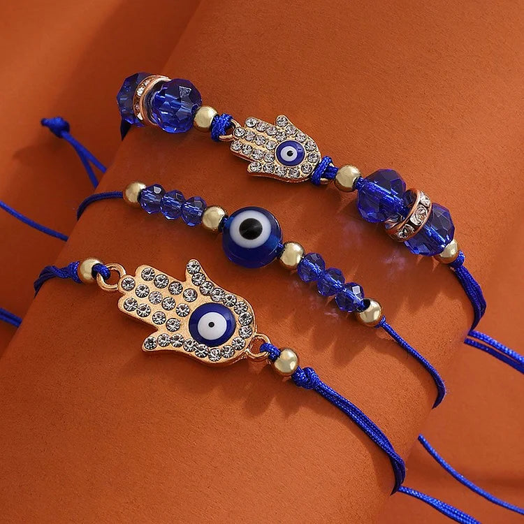 Böser Blick Armband | 3-teiliges Set Verstellbar Schützend Spirituell-Handfläche-Luzern Mode