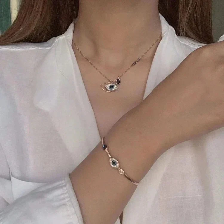 Böser Blick Schmuckset | Kette Armband Schutz Roségold Stilvoll-Set-Luzern Mode