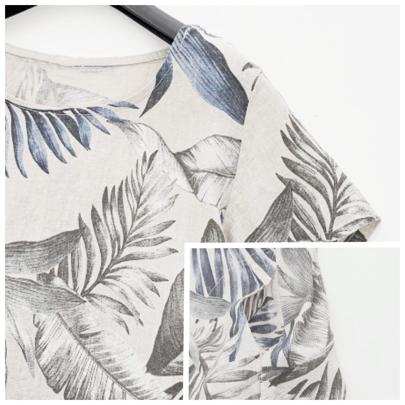 Sommerkleid Damen | Botanischer Blumenprint | Rundhals | A-Linie | Luftig & bequem-Luzern Mode