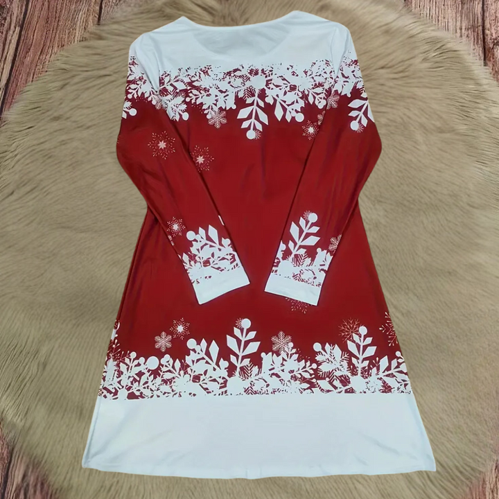 Damen Winterkleid mit Schneemann-Motiv für Weihnachten-Luzern Mode