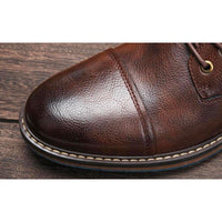 Braune Herren Schuhe | Stiefel | Veganes Leder | Schnürung | Rutschfest-Luzern Mode
