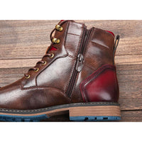 Braune Herren Schuhe | Stiefel | Veganes Leder | Schnürung | Rutschfest-Luzern Mode