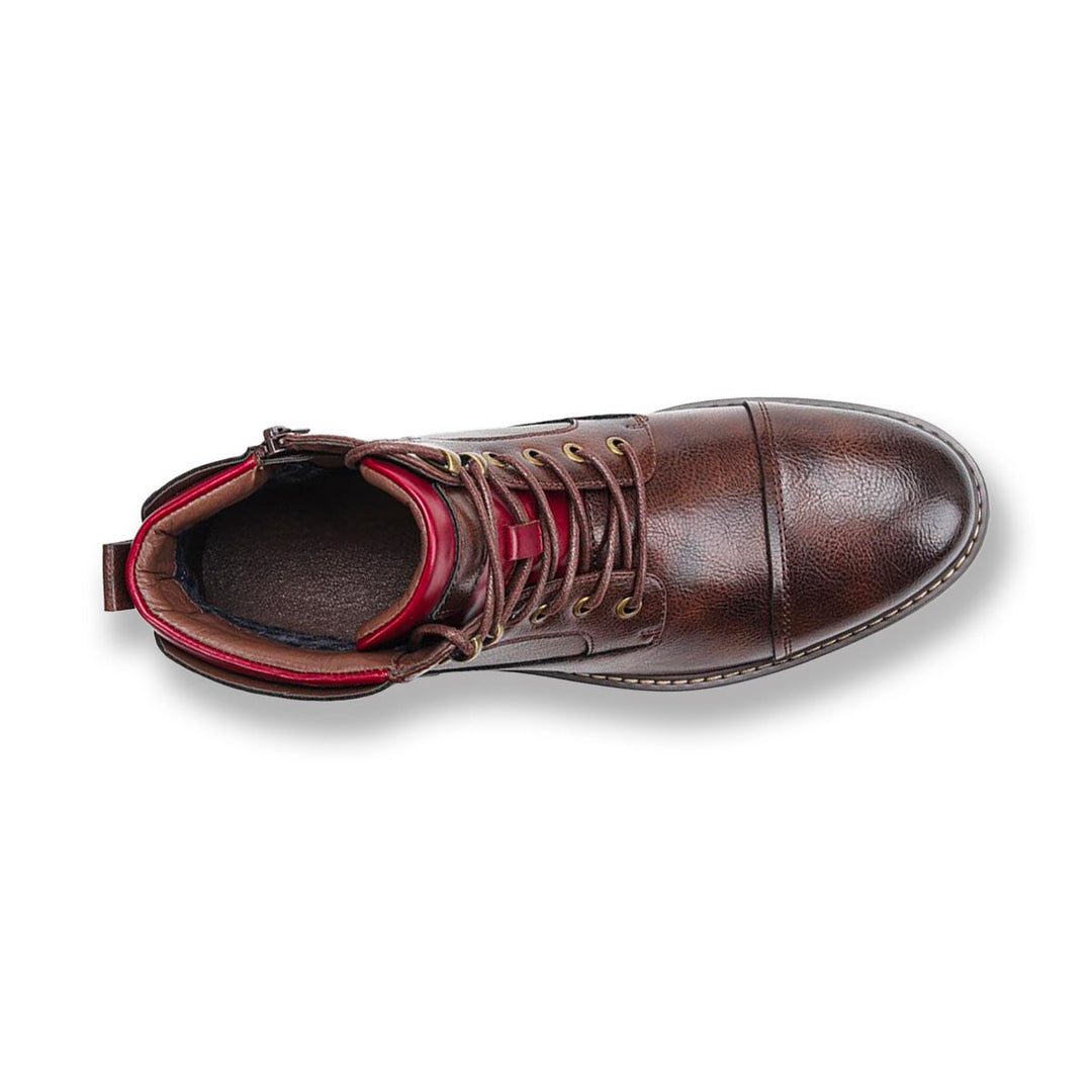 Braune Herren Schuhe | Stiefel | Veganes Leder | Schnürung | Rutschfest-Luzern Mode