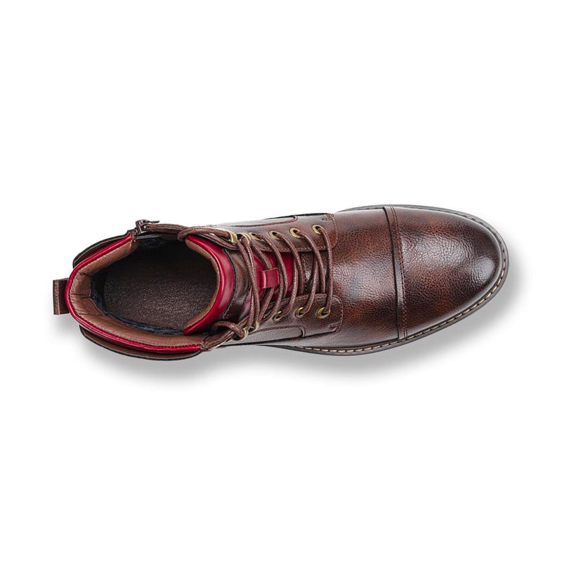 Braune Herren Schuhe | Stiefel | Veganes Leder | Schnürung | Rutschfest-Luzern Mode