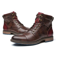 Braune Herren Schuhe | Stiefel | Veganes Leder | Schnürung | Rutschfest-40-Luzern Mode