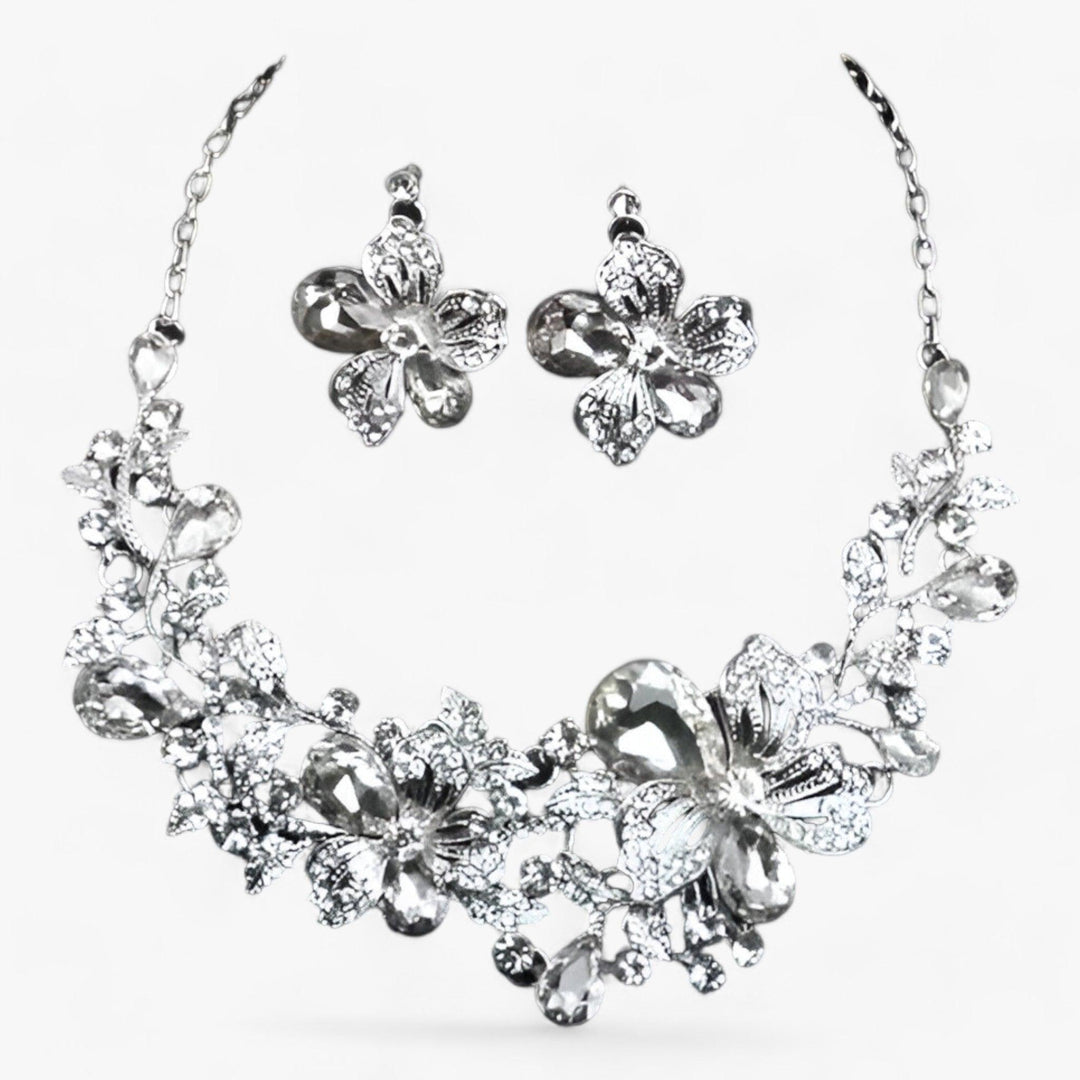 Brautschmuck-Set | Blumen Farbe Stilvoll 3-teilig Ohrringe Kette-Luzern Mode