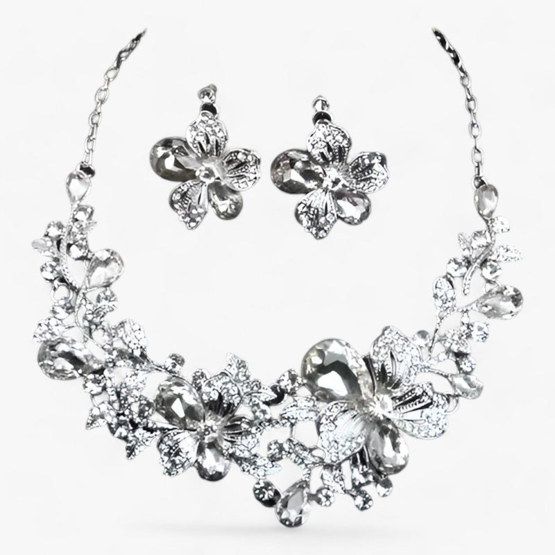 Brautschmuck-Set | Blumen Farbe Stilvoll 3-teilig Ohrringe Kette-Luzern Mode
