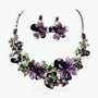 Brautschmuck-Set | Blumen Farbe Stilvoll 3-teilig Ohrringe Kette-Lila-Luzern Mode